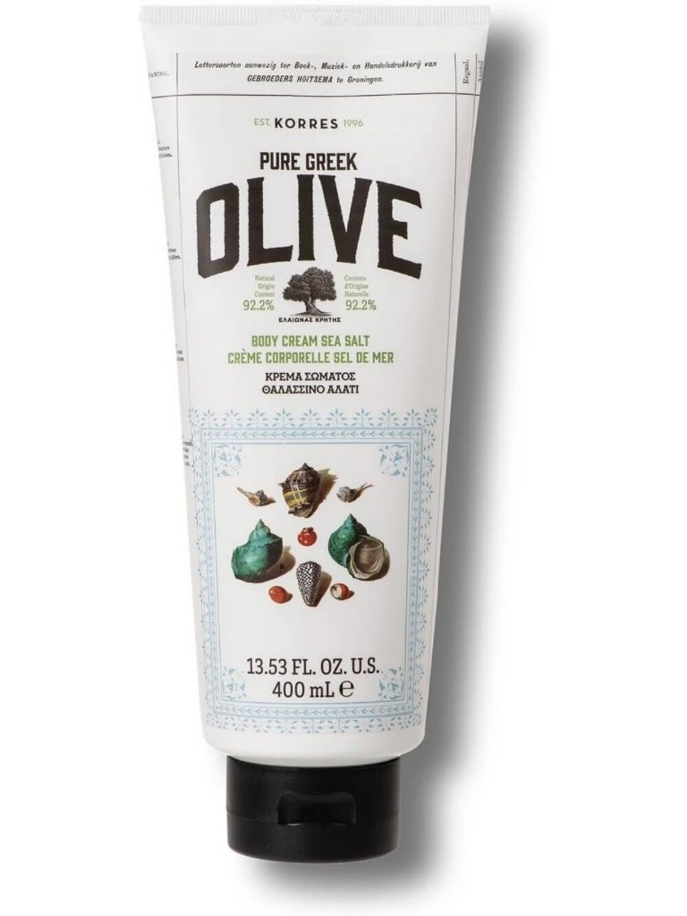 Hydrating Olive Body Cream with Sea Salt - Nourishing Moisturizer, 13.5 Fl Oz